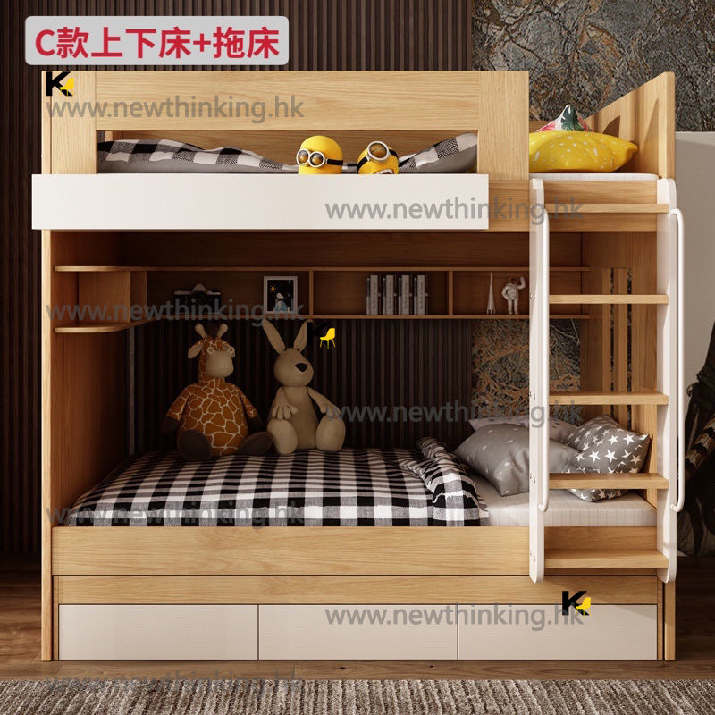 A&amp;0532 Bunk Bed with Tray, Combination Bed with Same Width for Children
