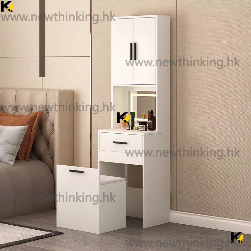 A&amp;0587 Dressing Table, Tall Mirror Cabinet, Bookshelf, Desk, Storage Cabinet, Makeup Table, Cosmetic Storage Cabinet, Full-Length Mirror