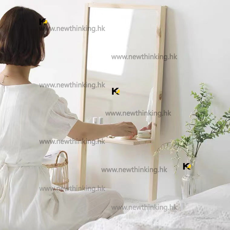 A&amp;5018 Solid Wood Floor Mirror, Dressing Mirror, Pine Wood Full-Length Mirror, Clothing Store Fitting Mirror, Simple Makeup Mirror, Changing Mirror