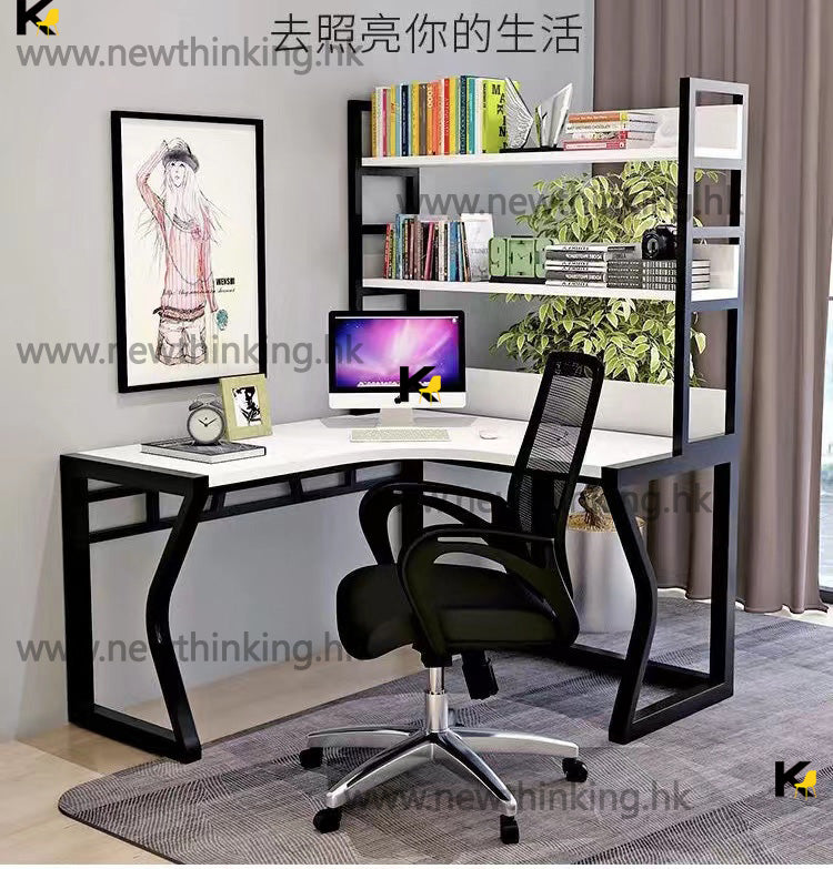 A&amp;1097 Corner Computer Desk, L-Shaped Desk, Bookshelf, Bookcase, Office Desk, Writing Desk, Study Desk