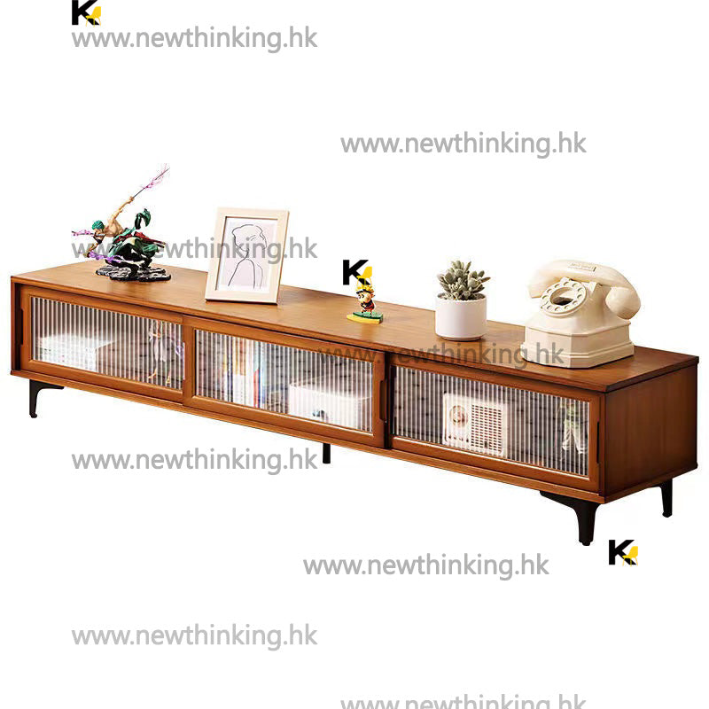 A&amp;5025 TV cabinet, living room storage cabinet, made of bamboo, combination of floor cabinet and side cabinet.
