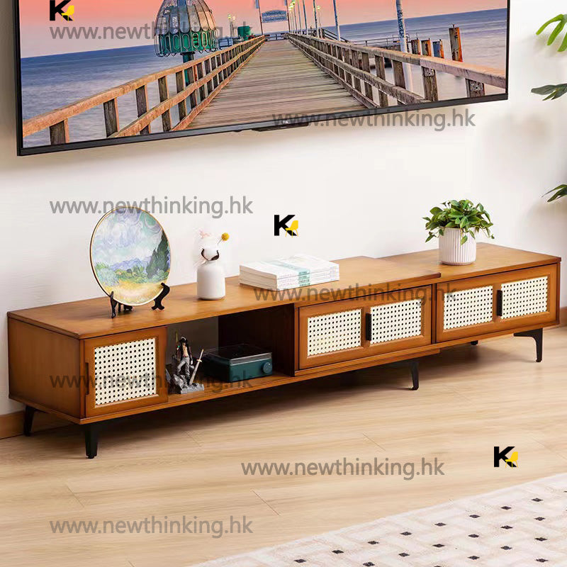 A&amp;5026 TV cabinet, living room storage cabinet, made of bamboo, combination of floor cabinet and side cabinet.