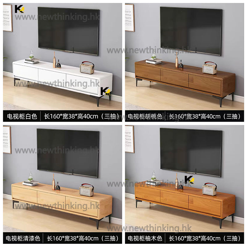 A&amp;0623 Solid Wood Imported Rubberwood TV Stand and Coffee Table Combination Cabinet