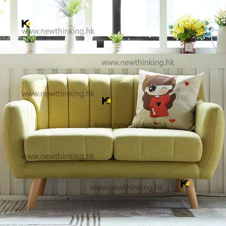 A&amp;1175 Nordic style three-seater sofa (single/double seat), minimalist fabric sofa with solid wood legs.