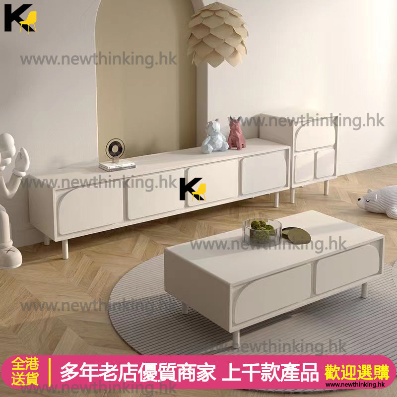 A&amp;0697 Cream Style TV Stand and Coffee Table Combination Cabinet