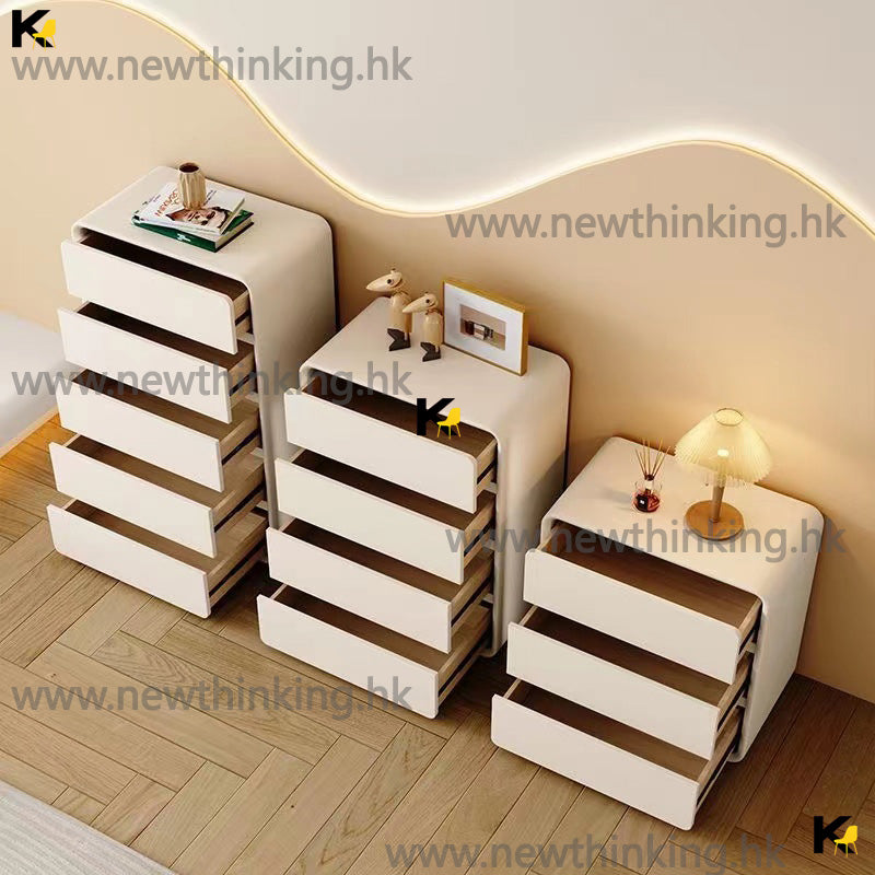 A&amp;0734 Fully Furnished Solid Wood Drawer Cabinet, Five-Drawer Chest, Cream-Style Cabinet, Leather Storage Cabinet, Brand New with Delivery Included