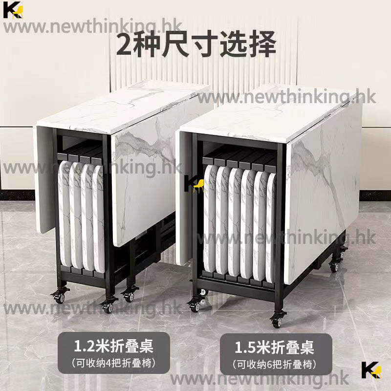 A&amp;0746 Folding Dining Table, Butterfly Table, Dining Table and Chair Set, Can be Stored and Moved Small Table, Square Table with Rollers