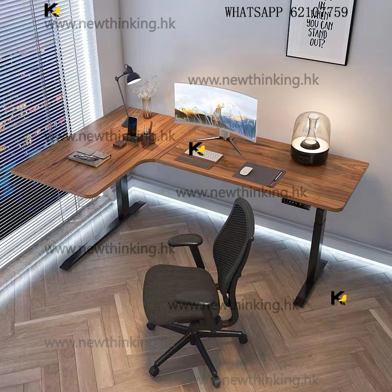 A&amp;5064 Hong Kong Three-Legged Electric Adjustable Computer Desk, Corner Desk, L-Shaped Corner Table, Office Desk, Writing Desk