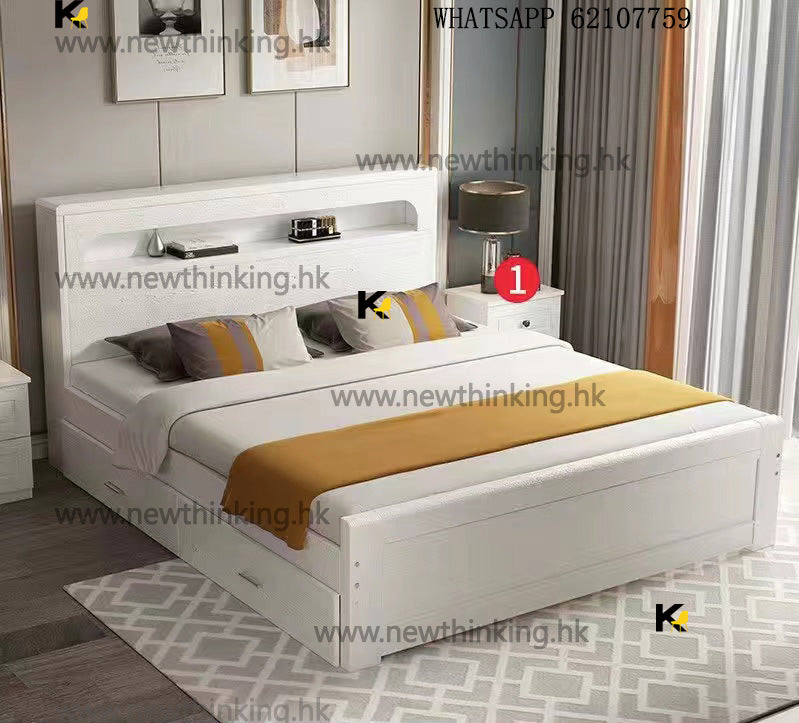 A&amp;5073 Solid Wood Bed Frame, Double Bed, Storage Bed, Drawer Bed, Cabinet Bed, High Box Bed, Adjustable Height, Multifunctional Adult Bed, Thickened Ridge, Brand New, Delivery Included