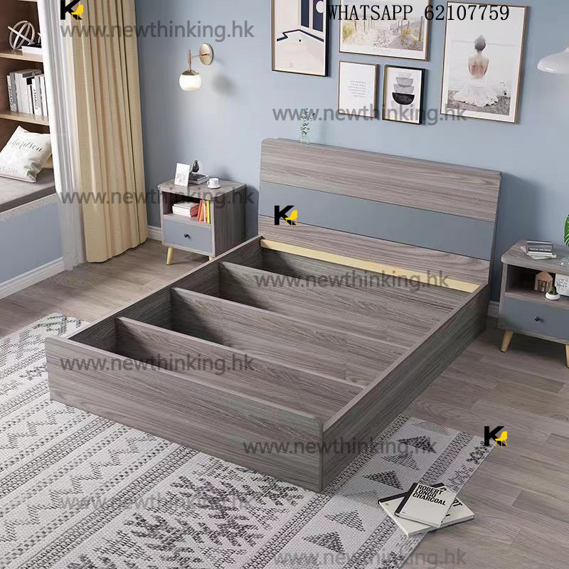 A&amp;5074 Double Bed Frame with Storage, Combination Mattress and High Box, Storage Bed, Double Bed Frame with Shelving