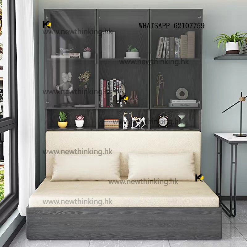 A&amp;1279 Bookshelf and Sofa Bed Combination Cabinet Multifunctional Hidden Bed