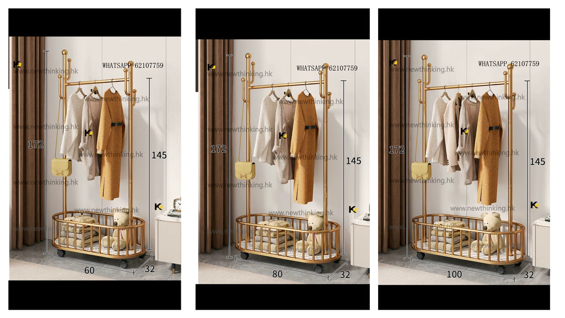 A&amp;5095 Clothes Rack, Hat Rack, Floor Standing Storage Rack for Bedroom, Movable with Rollers, Clothes Storage Rack