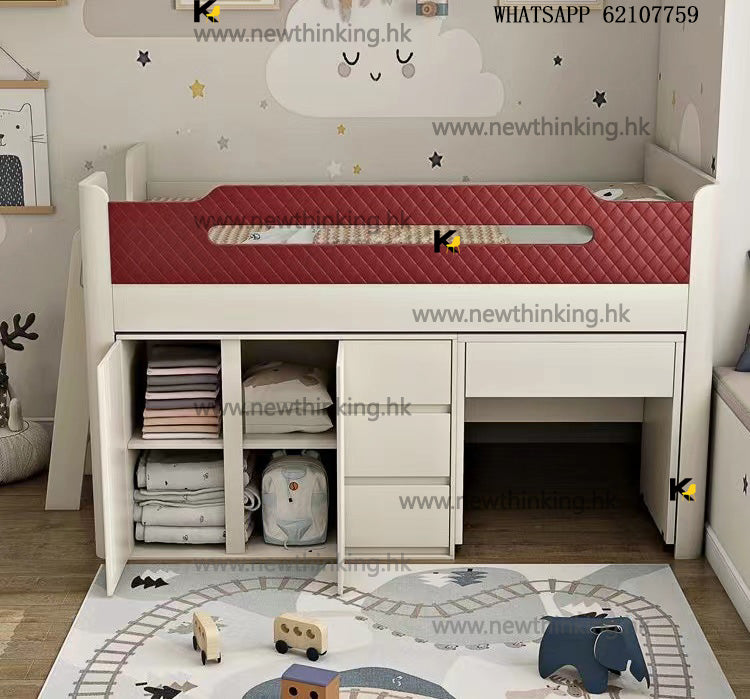 A&amp;5117 Children's Bed, Half-Height Bed, Storage Bed, Loft Bed, Multifunctional Wardrobe and Desk Combination Bed, Wardrobe Bed