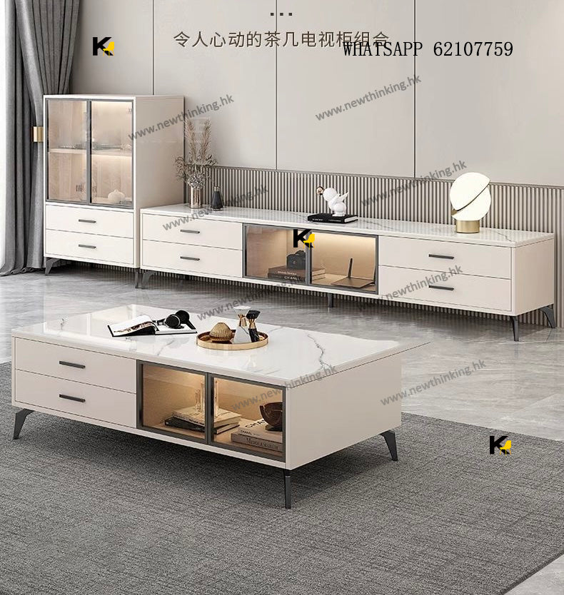 A&amp;5199 Solid Wood TV Stand, Coffee Table, Side Cabinet Combination, TV Cabinet Floor Stand, Living Room Storage Cabinet, Side Table, Luxury Cabinet, Storage Unit, Brand New, Free Delivery