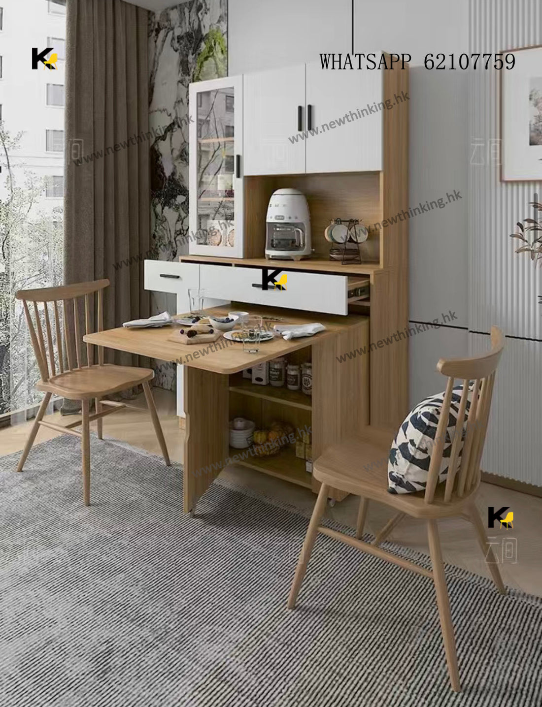 A&amp;1438 Customizable Dining Table Sideboard Combination Cabinet