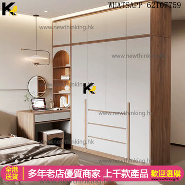 A&1443衣櫃書枱化妝桌一體櫃 轉角收納櫃 L型大衣櫃