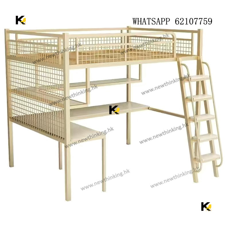 A&amp;1453 Customizable loft bed, iron frame bed, integrated desk, upper bed with lower platform, half-height bed, bunk bed, worker's bed, single bed, double bed, loft bed, thickened and reinforced load-bearing bed.