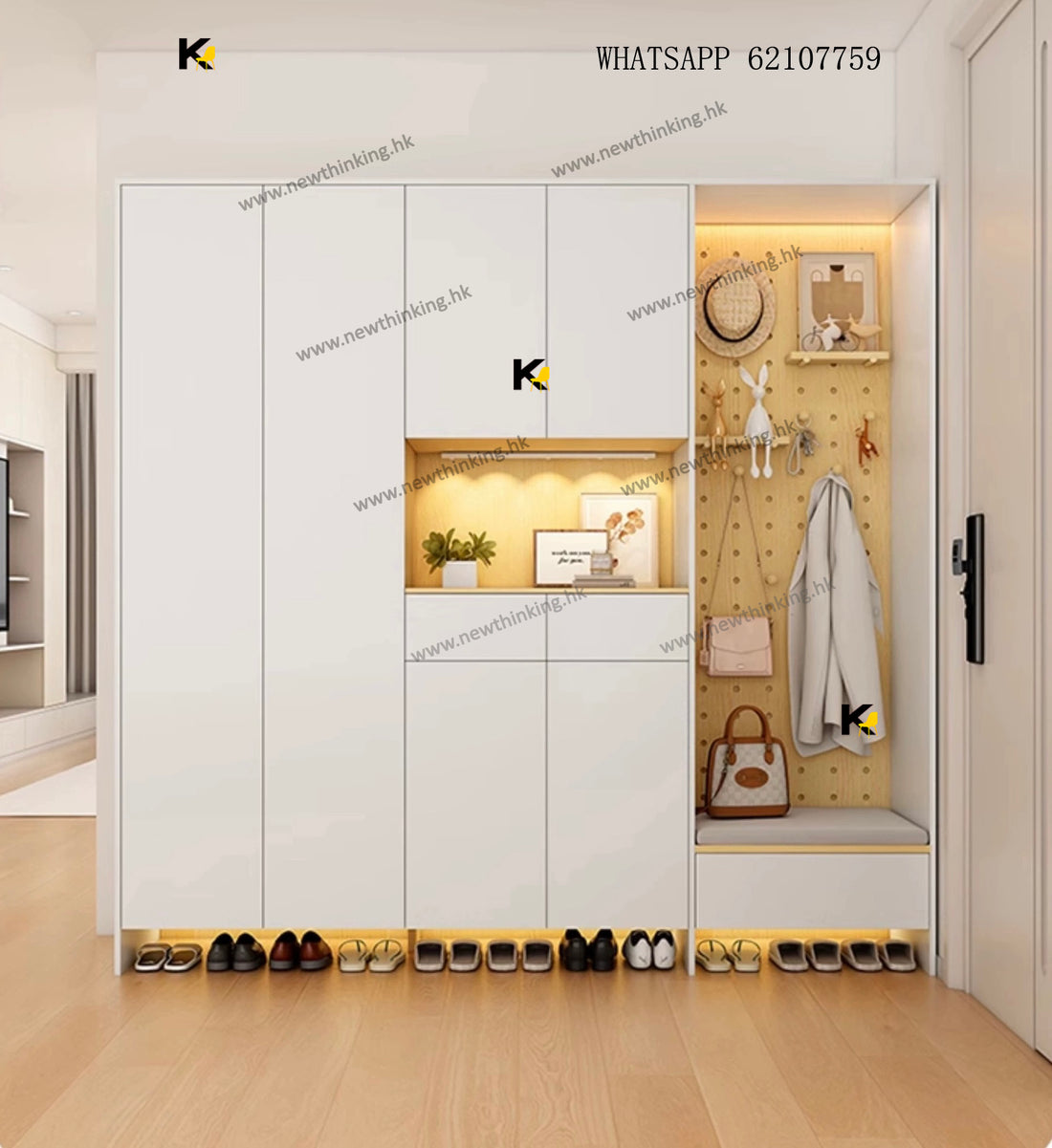 A&amp;1472 Customizable Tall Shoe Cabinet with Pegboard, Thickened 16mm Back Panel, Adjustable Internal Shelf Height