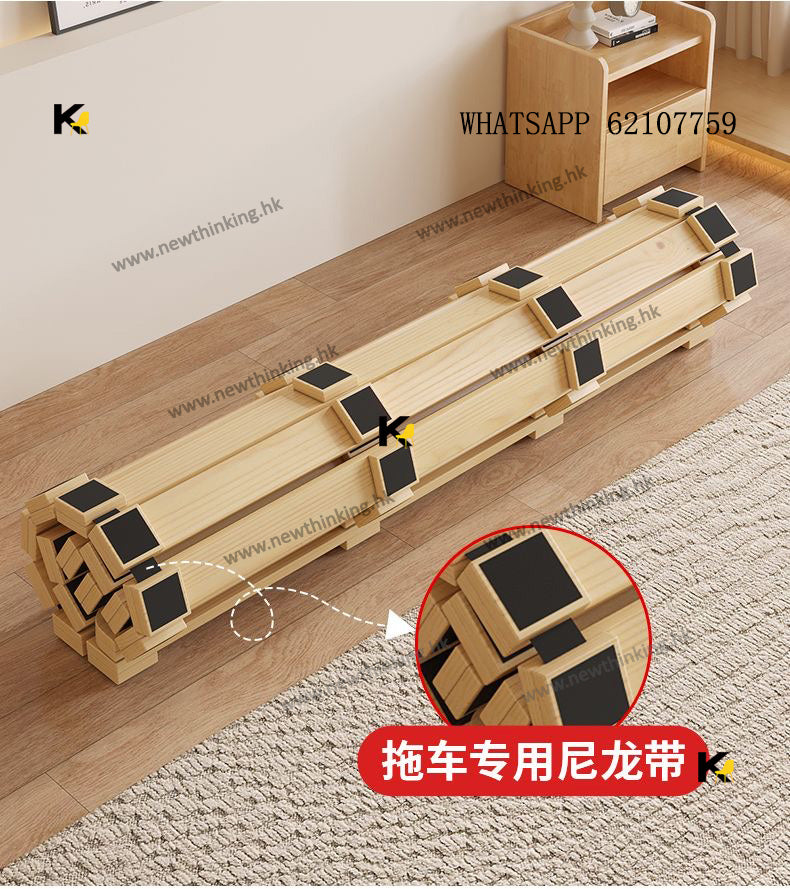 A&amp;1498 Moisture-resistant Solid Pine Wood Slatted Frame Tatami Floor Bed with Solid Wood Mattress