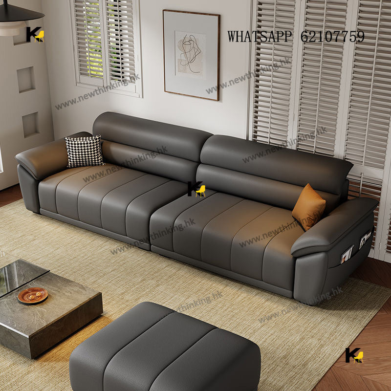 A&amp;5209 Genuine Leather Sofa, 2-seater, 3-seater, 4-seater, top-grain cowhide leather surface, Italian minimalist style.
