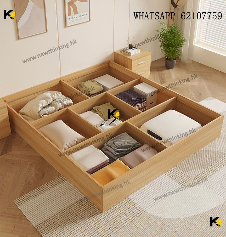 A&amp;1574 Solid Wood Tatami Bed Frame Storage Bed Drawer Bed Double Bed Queen Size Bed High Box Storage Bed Cabinet Bed Flat Bed without Headboard