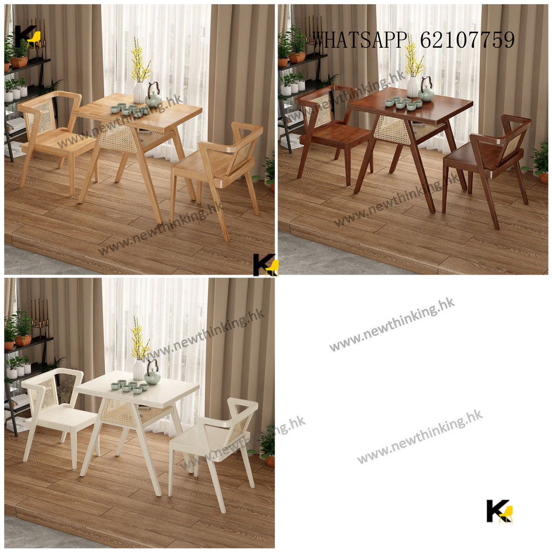 A&amp;1596 Small Apartment Dedicated Dining Table and Chair Set, Solid Wood Tea Table, Balcony Coffee Table, Reading and Leisure Table and Chairs