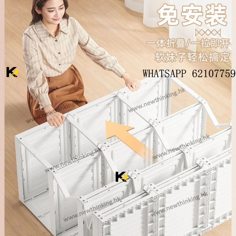A&amp;1651 No-Installation Folding Wardrobe Hanger Clothes Rack Wardrobe Room Storage Cabinet Simple Style Eco-friendly PP Material