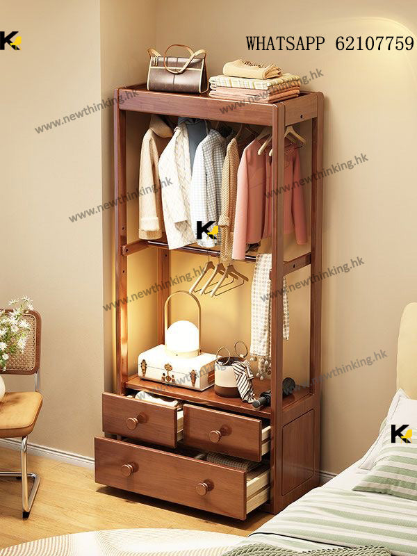 A&amp;1662 Solid Wood Wardrobe, Clothes Rack, Hanging Rack, Floor Standing Storage Rack, Storage Cabinet, Drawer Cabinet, Bucket Cabinet, Multiple Color Options, Wardrobe &amp; Miscellaneous Cabinet