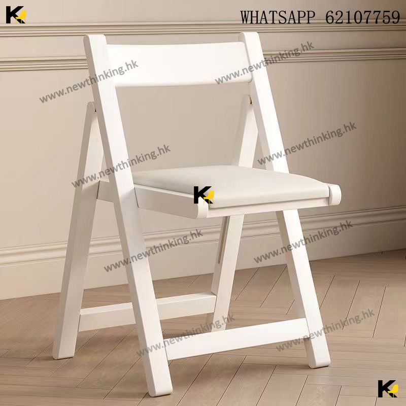 A&amp;1687 No-Installation Folding Solid Wood Dining Chair, Backrest Chair, Upholstered Chair, Folding Chair, Stool, Convenient Home Use, Space-Saving Chair, Multiple Colors Available