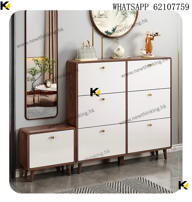 A&amp;1714 Flip-down Shoe Cabinet and Shoe Changing Stool Combination Cabinet, Ultra-thin Shoe Cabinet, Shoe Rack, Entry-level Storage Cabinet, Solid Wood Legs, Doorway Storage Cabinet, Shoe Rack, Shoe Storage Cabinet, Brand New, Free Delivery