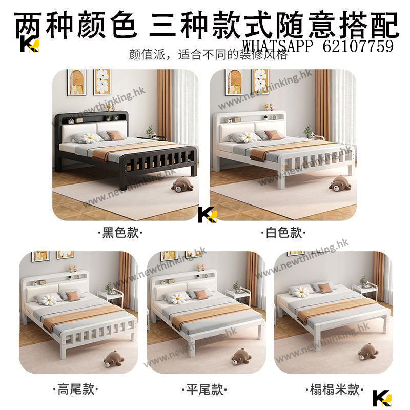A&1811加厚鐵架床帶床頭軟包 床頭儲物軟靠 雙人床 單人床 床架 四呎床 三尺半床 五尺床