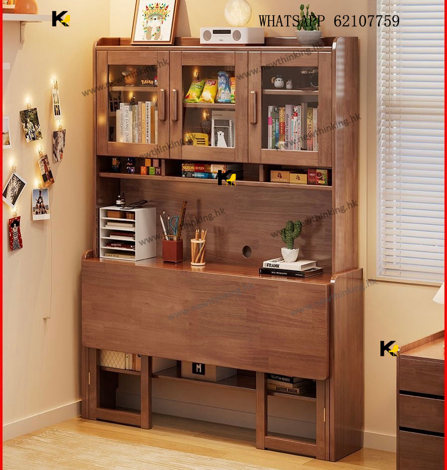 A&amp;1828 Solid Wood Multifunctional Combination Desk and Cabinet, Bookshelf, Dining Table, Sideboard, Folding Desk and Cabinet, Computer Desk, Office Desk, Writing Desk, Study Desk, Multipurpose Table, Storage Cabinet