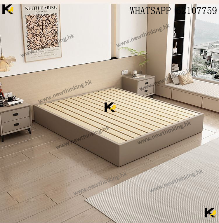 A&amp;1866 Customizable Solid Wood Tatami Bed with No Headboard and Storage