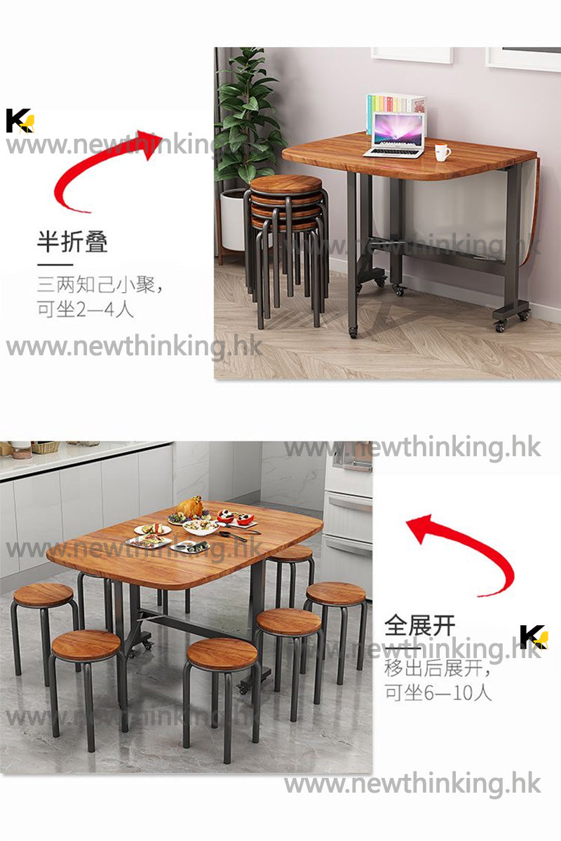A&amp;0360 Folding Dining Table and Chair Set: Folding table and chairs, movable with wheels, dining table and chair set.