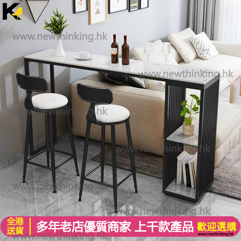 A&0408酒吧檯 吧台吧椅組合 高腳椅高腳台 岩板大理石枱面 長條桌 靠墻高腳桌