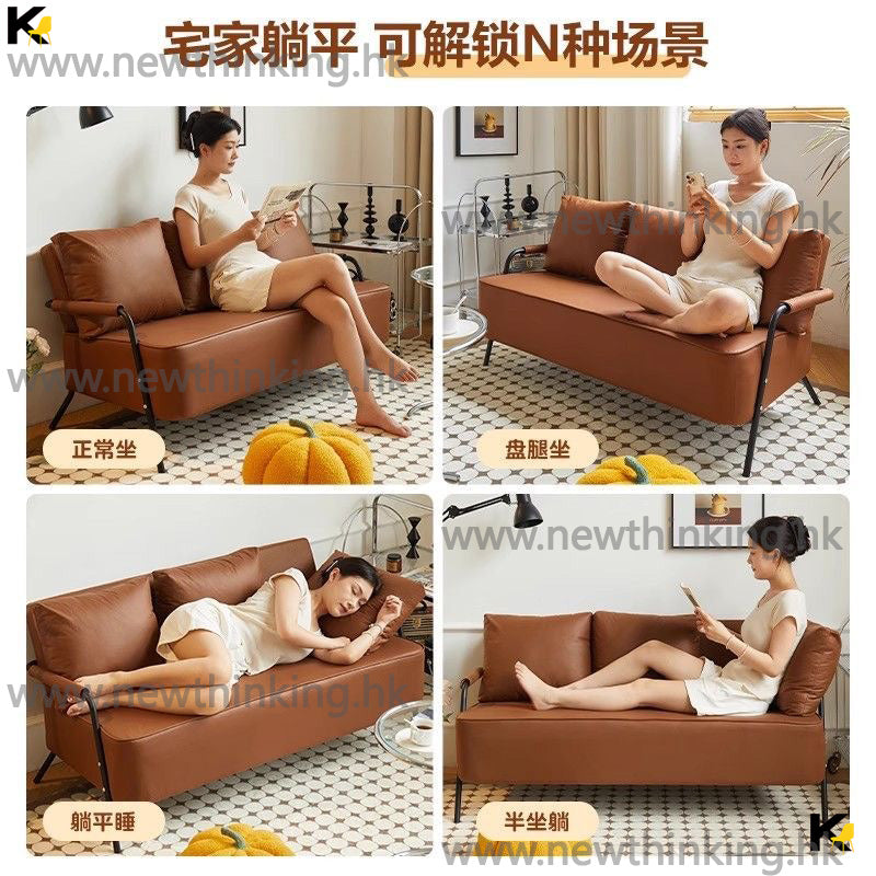 A&amp;0410 Leather Sofa, Simple Sofa, Single/Double/Three-Seater, Industrial Style Sofa