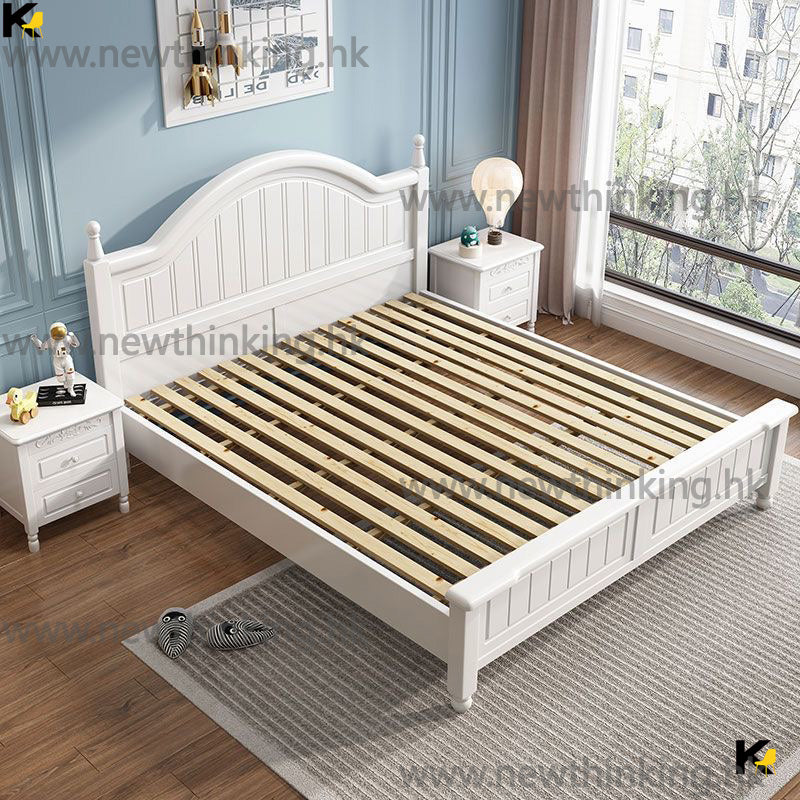A&amp;0413 Hydraulic/Pneumatic Bed, Solid Wood Bed with Pine Frame and Solid Wood Bed Board, Storage Frame