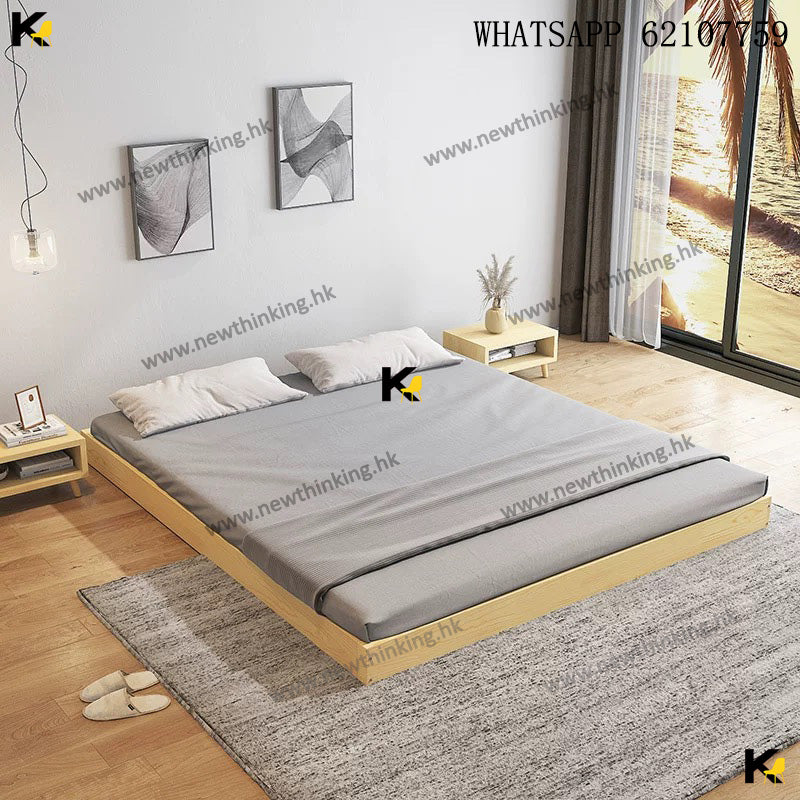 A&amp;1028 Custom Solid Wood Bed Frame, Floor-Standing Bed Frame, Tatami Style, Solid Pine Wood Bed, Customizable Sizes Available (Single, Double, Japanese Style, Low Bed)