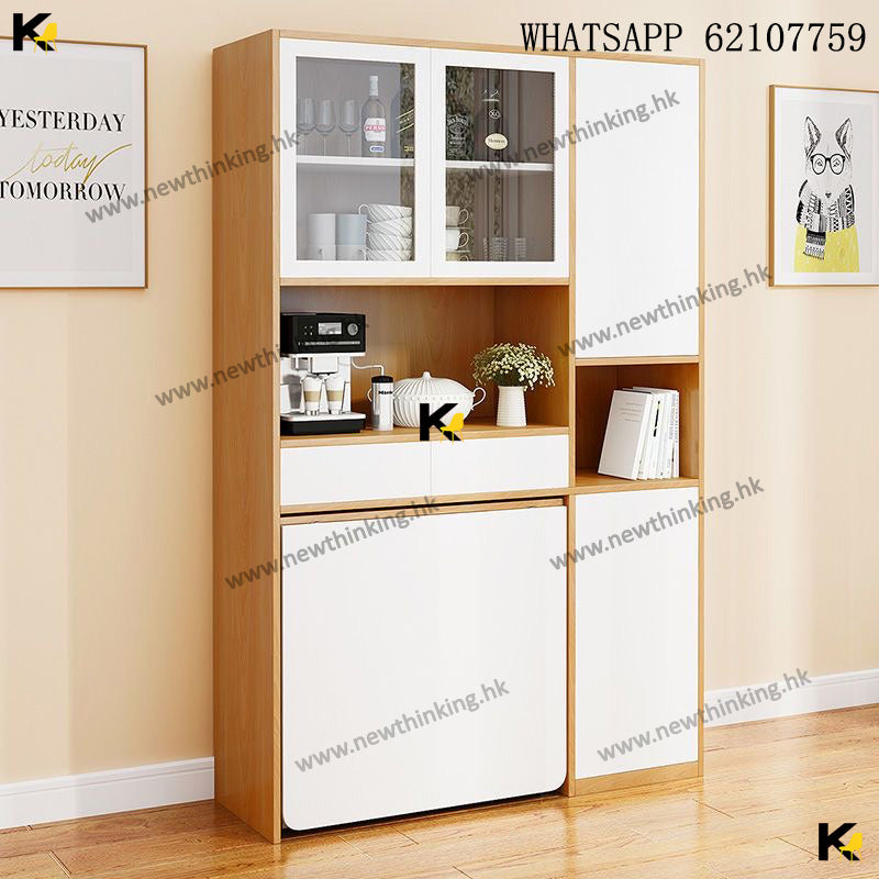 A&amp;0442 Sideboard and Dining Table Combination Cabinet, Extendable Table, Dining Table and Chairs, Folding Table, Dish Cabinet, Multifunctional Dining Table, Foldable and Retractable