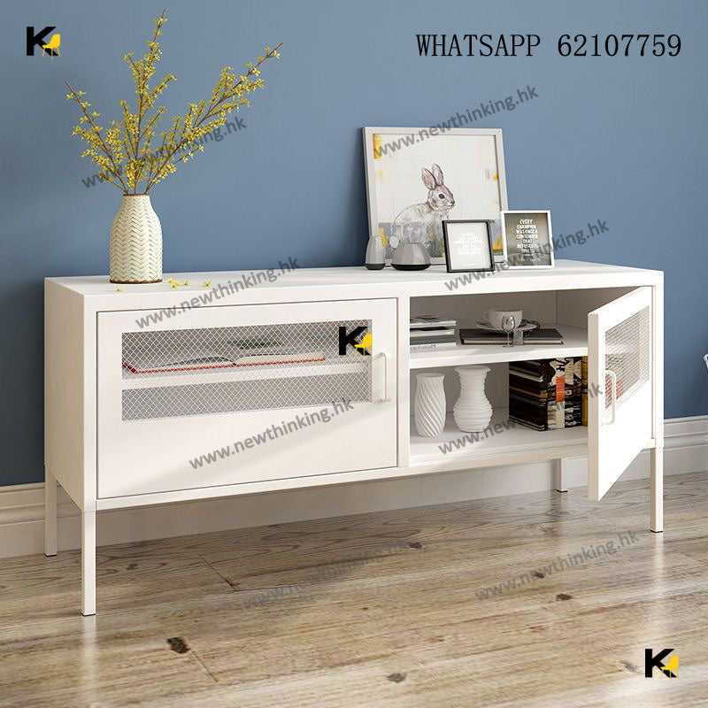 A&amp;0450 Wrought Iron TV Cabinet, Mesh TV Stand, Storage Cabinet, Living Room Storage Cabinet, TV Stand, Floor Cabinet, Simple Style TV Stand
