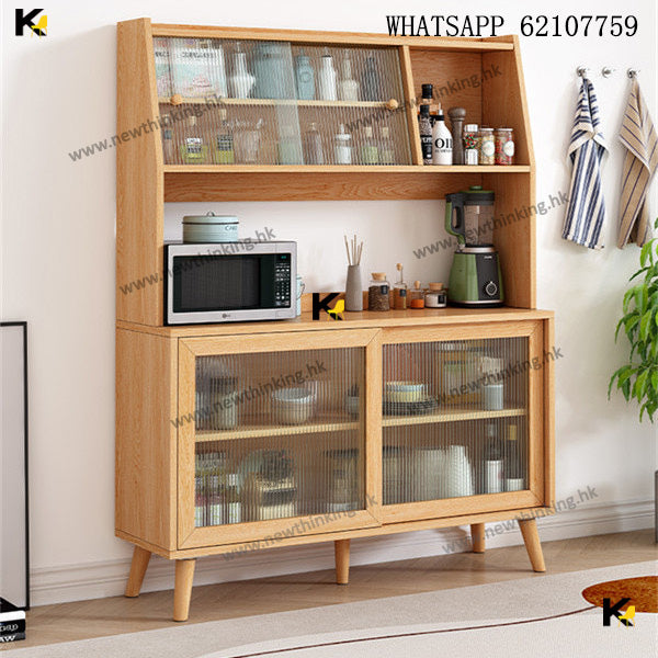A&amp;0458 Solid Wood Rubberwood Sideboard Wine Cabinet Kitchen Storage Cabinet Kitchen Display Cabinet Tea Cabinet Dish Cabinet