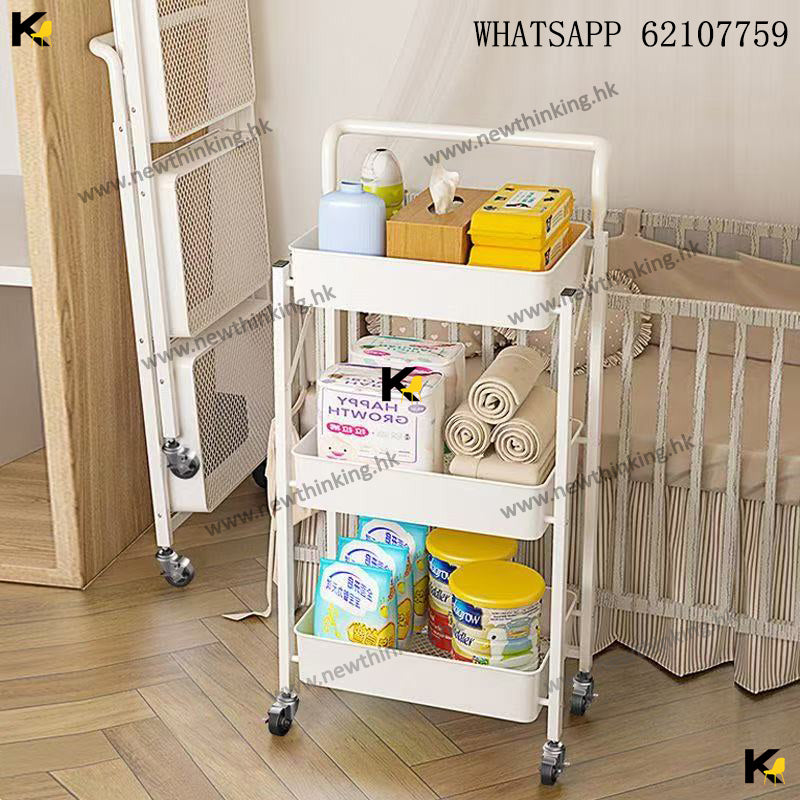 A&amp;0463 No-Installation Kitchen Storage Rack, Multi-Layer Storage Cabinet, Movable Storage Shelf with Rollers and Folding Rack
