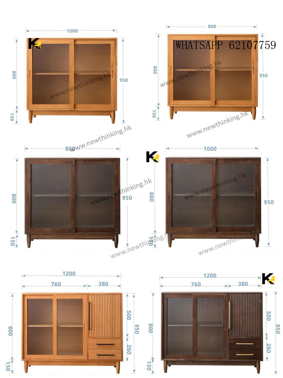 A&amp;0474 Solid Wood Sideboard Sliding Door Kitchen Storage Cabinet, Display Case, Tea Cabinet, Multi-purpose Shelf
