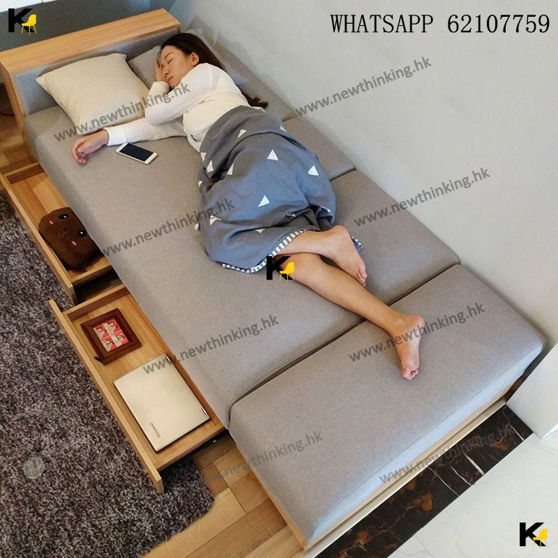 A&amp;0480 Japanese Style Storage Sofa Bed Multifunctional Sofa Bed Chaise Longue Sofa Bed Fabric Sofa Bed