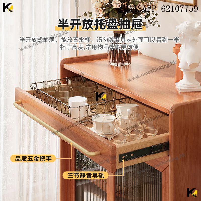 A&amp;0503 No-Installation Solid Wood Sideboard Cabinet, Dish Cabinet, Kitchen Storage Cabinet, Kitchen Storage Unit, Dish Cabinet, Sundries Cabinet, Glass Cabinet