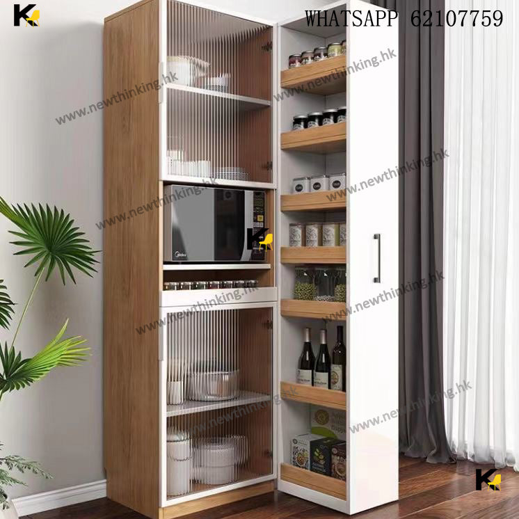 A&amp;0542 Tall Sideboard, Explosion-proof Glass Cabinet, Storage Cabinet, Kitchen Storage Cabinet, Large Capacity Cabinet, Microwave Oven Rack, Oven Rack, Organizer