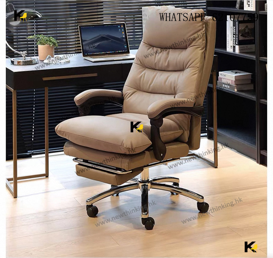 A&amp;0692 Super Comfortable Genuine Leather Computer Chair, Office Chair, Executive Chair, High-End Comfortable Swivel Chair, Adjustable Chair, Recliner, Microfiber Leather Chair, Broadcaster Chair, Computer Stool