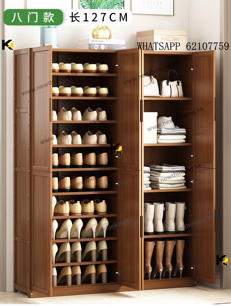 A&amp;0881 Tall Shoe Cabinet, Made of Bamboo, Large Capacity Shoe Cabinet, Shoe Rack, Entryway Storage Cabinet, Screen Cabinet, Hallway Cabinet, Storage Cabinet, Floor Standing Storage Cabinet, Multi-layer Storage Cabinet