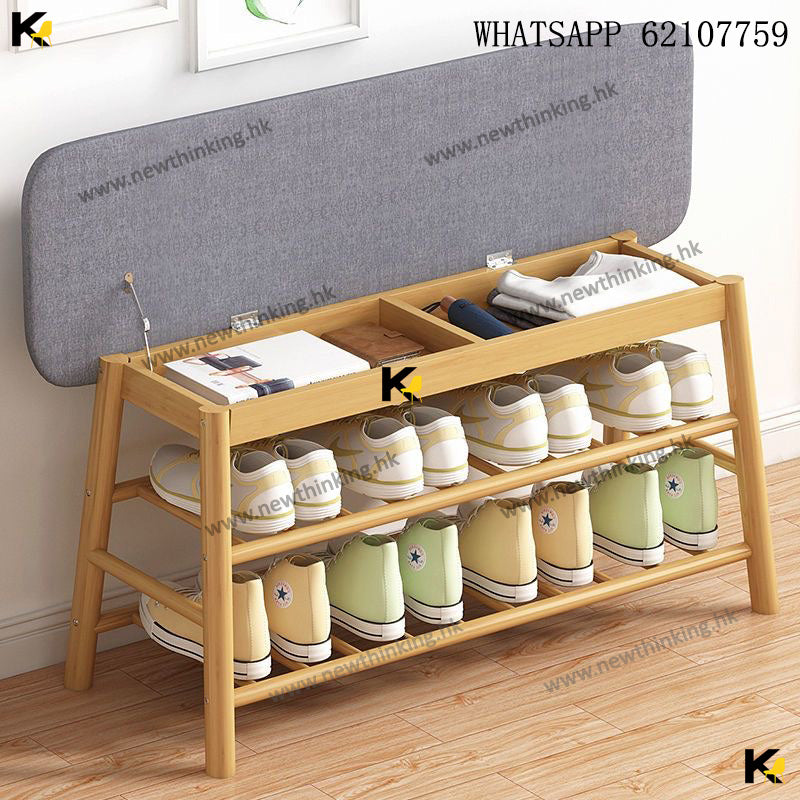 A&amp;1039 Shoe Changing Stool, Entry-Level Storage Rack, Shoe Cabinet, Sofa Stool, Long Bench, Long Bench, Bamboo Frame Storage Stool, Integrated Seating Chair, Shoe Changing Stool with Soft Cushion