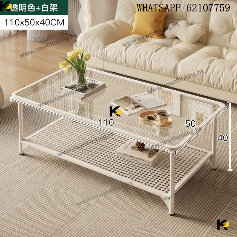 A&amp;1405 tempered glass coffee table/living room coffee table/tea table/small table/cream-colored side table